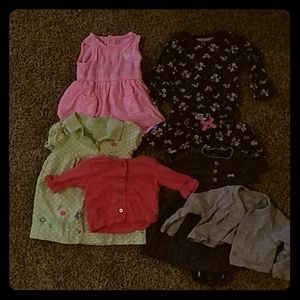 4 outfits 3 dresses and 1 onesie and skort combo